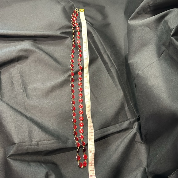 Faceted Deep Red Garnet Quartz Vintage gold backing & hardware necklace! - Picture 4 of 10